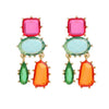 Wholesale Women's Alloy Geometric Colored Diamond Earrings With Electroplating