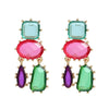 Wholesale Women's Alloy Geometric Colored Diamond Earrings With Electroplating
