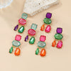 Wholesale Women's Alloy Geometric Colored Diamond Earrings With Electroplating