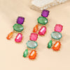 Wholesale Women's Alloy Geometric Colored Diamond Earrings With Electroplating