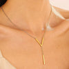 Wholesale Women's Alloy Geometric Cross Chain Necklace With Electroplating And Tassel Pendant