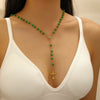 Wholesale Women's Alloy Geometric Cross Chain Necklace With Electroplating And Tassel Pendant