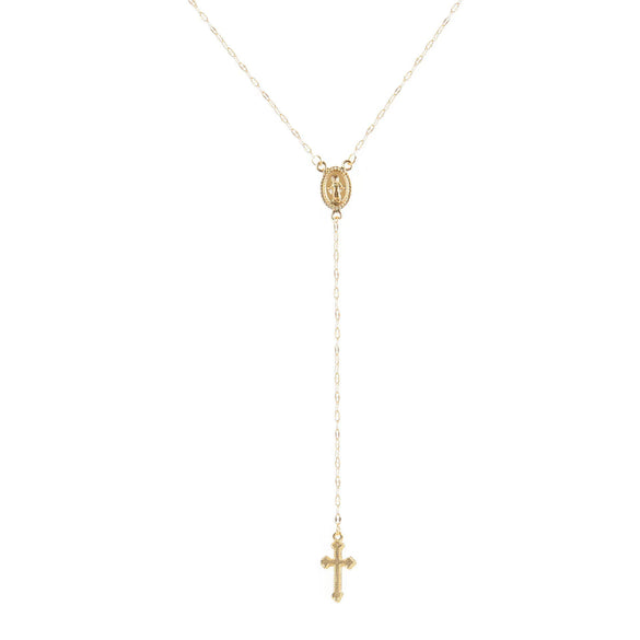 Wholesale Women's Alloy Geometric Cross Chain Necklace With Electroplating And Tassel Pendant