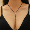 Wholesale Women's Alloy Geometric Cross Chain Necklace With Electroplating And Tassel Pendant