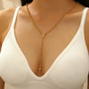 Wholesale Women's Alloy Geometric Cross Chain Necklace With Electroplating And Tassel Pendant