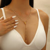 Wholesale Women's Alloy Geometric Cross Chain Necklace With Electroplating And Tassel Pendant