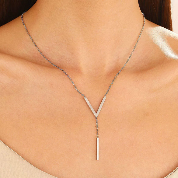 Wholesale Women's Alloy Geometric Cross Chain Necklace With Electroplating And Tassel Pendant