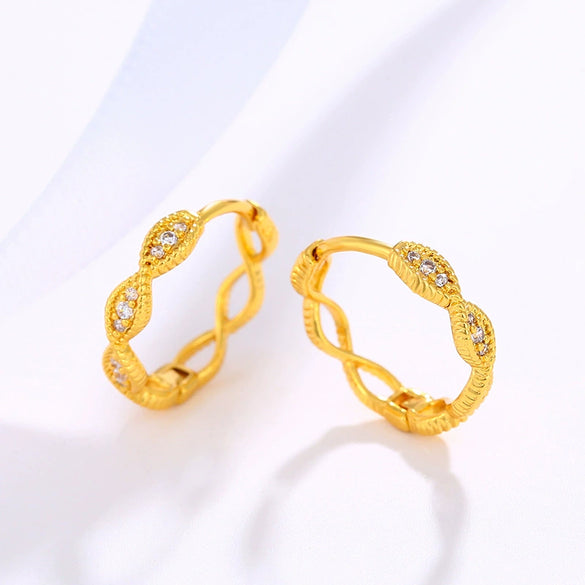 Wholesale Women's Alloy Geometric Cross Wavy Electroplated Earrings