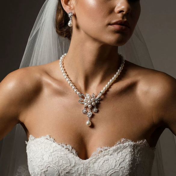 Wholesale Women's Alloy Geometric Crown Pattern Electroplated Jewelry Necklace And Earrings Set