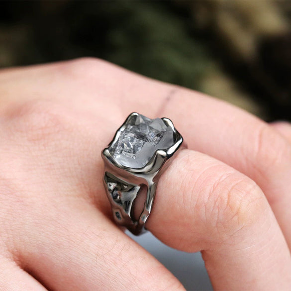 Wholesale Women's Alloy Geometric Crystal Ring With Diamond Design Exaggerated Hiphop Style Imitation Irregular Shape