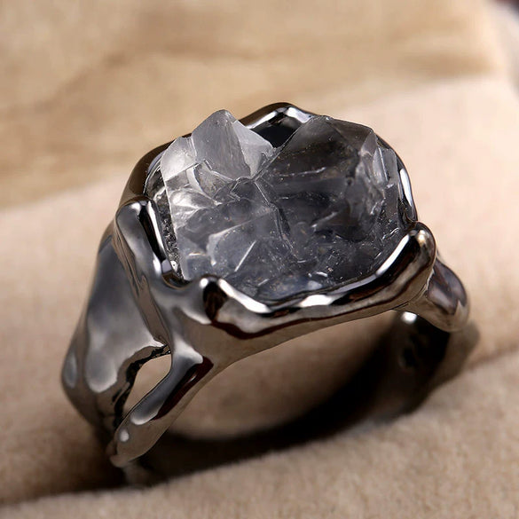 Wholesale Women's Alloy Geometric Crystal Ring With Diamond Design Exaggerated Hiphop Style Imitation Irregular Shape