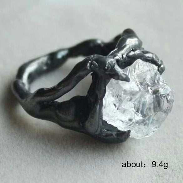 Wholesale Women's Alloy Geometric Crystal Ring With Diamond Design Exaggerated Hiphop Style Imitation Irregular Shape