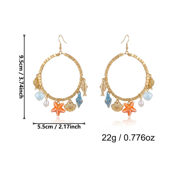 Wholesale Women's Alloy Geometric Electroplated Conch Earrings With Multiple Pendants Vacation Style Minimalist