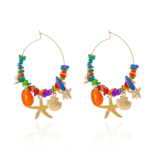 Wholesale Women's Alloy Geometric Electroplated Conch Earrings With Multiple Pendants Vacation Style Minimalist