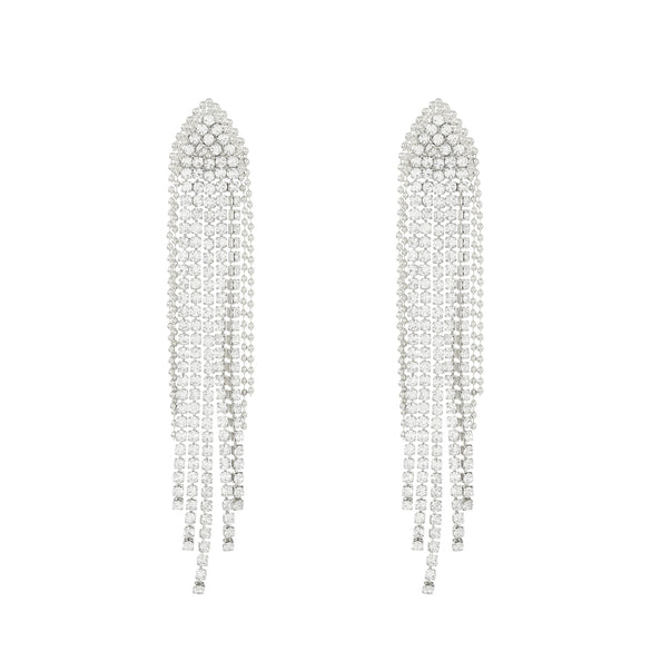 Wholesale Women's Alloy Geometric Electroplated Exaggerated Chain Tassel Rhinestone Earrings