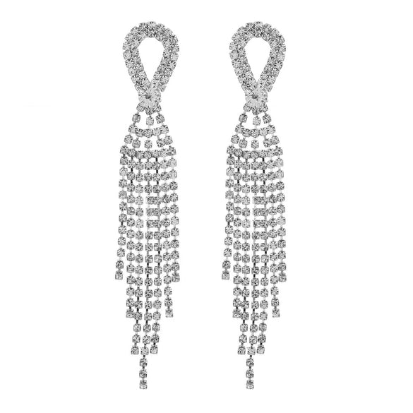 Wholesale Women's Alloy Geometric Electroplated Exaggerated Chain Tassel Rhinestone Earrings