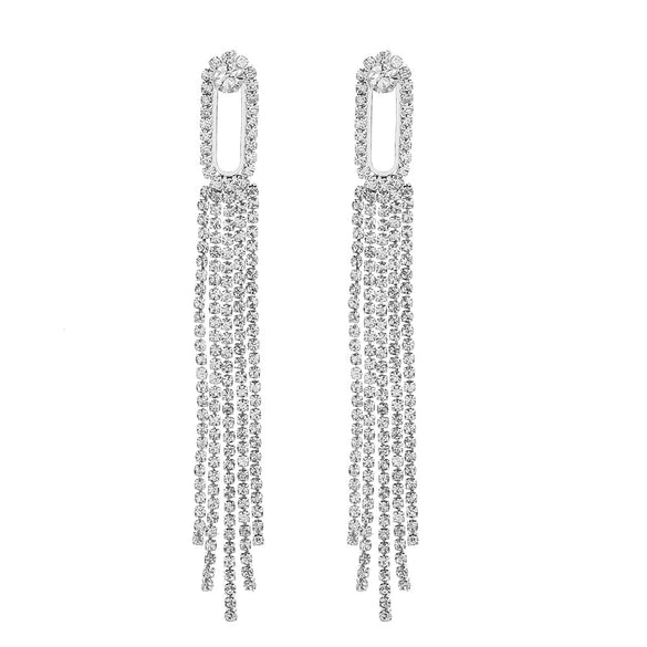 Wholesale Women's Alloy Geometric Electroplated Exaggerated Chain Tassel Rhinestone Earrings