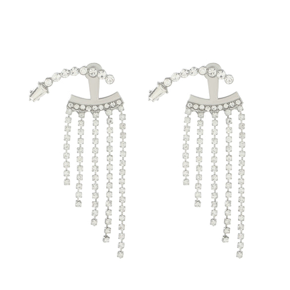 Wholesale Women's Alloy Geometric Electroplated Exaggerated Chain Tassel Rhinestone Earrings