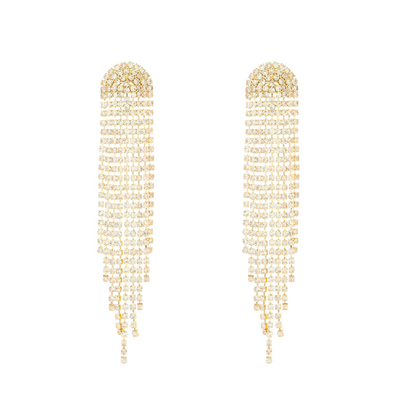Wholesale Women's Alloy Geometric Electroplated Exaggerated Chain Tassel Rhinestone Earrings