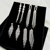 Wholesale Women's Alloy Geometric Electroplated Exaggerated Chain Tassel Rhinestone Earrings