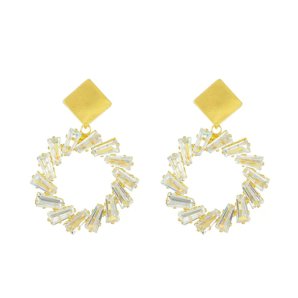 Wholesale Women's Alloy Geometric Electroplated Exaggerated Chain Tassel Rhinestone Earrings