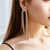 Wholesale Women's Alloy Geometric Electroplated Exaggerated Chain Tassel Rhinestone Earrings