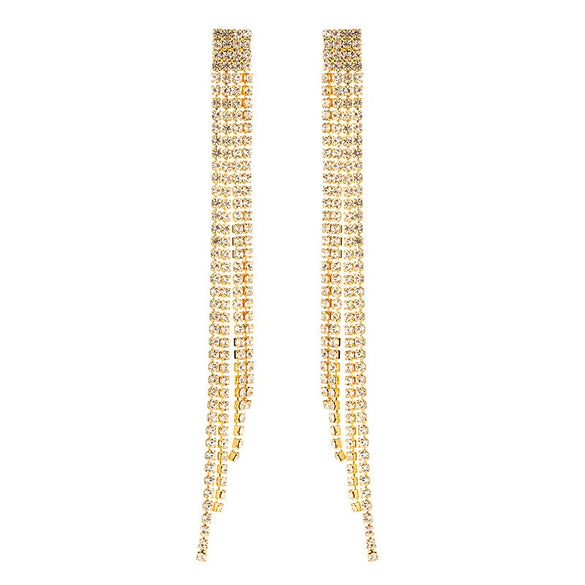Wholesale Women's Alloy Geometric Electroplated Exaggerated Chain Tassel Rhinestone Earrings