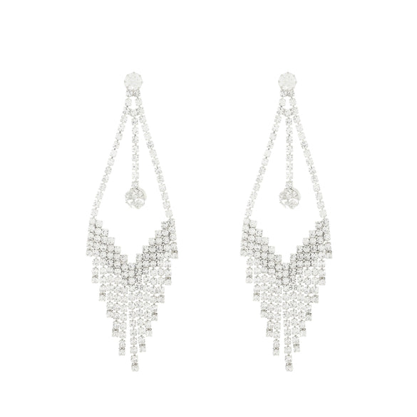 Wholesale Women's Alloy Geometric Electroplated Exaggerated Chain Tassel Rhinestone Earrings