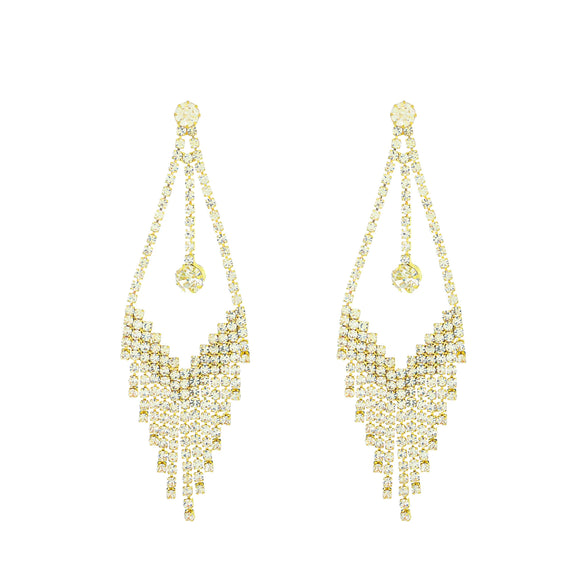 Wholesale Women's Alloy Geometric Electroplated Exaggerated Chain Tassel Rhinestone Earrings