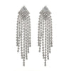 Wholesale Women's Alloy Geometric Electroplated Exaggerated Chain Tassel Rhinestone Earrings