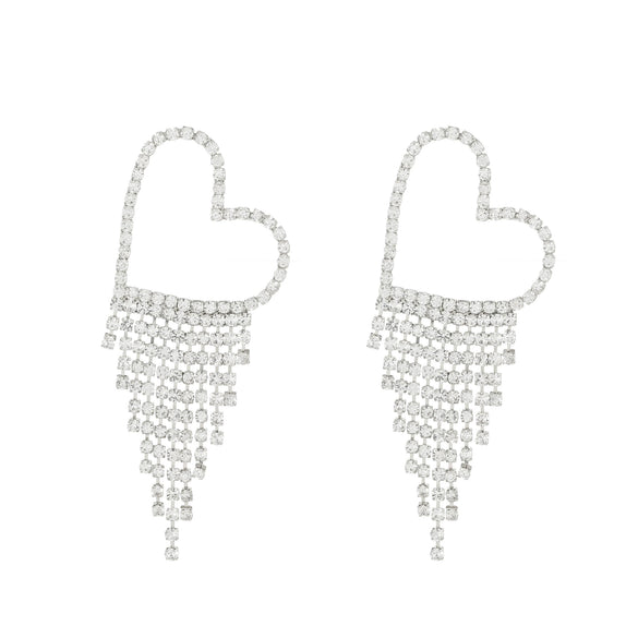 Wholesale Women's Alloy Geometric Electroplated Exaggerated Chain Tassel Rhinestone Earrings