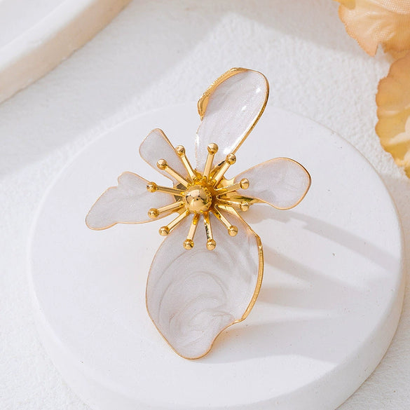 Wholesale Women's Alloy Geometric Enamel Flower Electroplated Jewelry Set Earrings And Ring