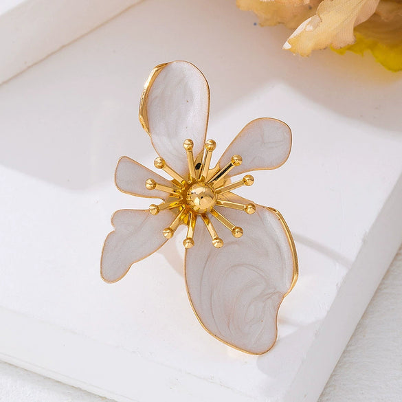 Wholesale Women's Alloy Geometric Enamel Flower Electroplated Jewelry Set Earrings And Ring