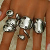 Wholesale Women's Alloy Geometric Exaggerated Electroplated Irregular Water Drop Ring Set