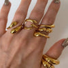 Wholesale Women's Alloy Geometric Exaggerated Electroplated Irregular Water Drop Ring Set