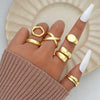 Wholesale Women's Alloy Geometric Exaggerated Electroplated Irregular Water Drop Ring Set