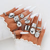 Wholesale Women's Alloy Geometric Exaggerated Electroplated Irregular Water Drop Ring Set