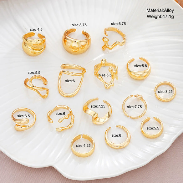 Wholesale Women's Alloy Geometric Exaggerated Electroplated Irregular Water Drop Ring Set