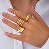 Wholesale Women's Alloy Geometric Exaggerated Electroplated Irregular Water Drop Ring Set