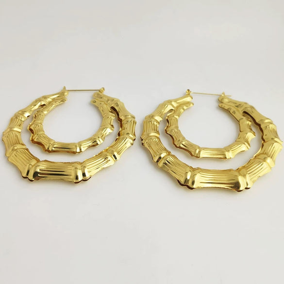 Wholesale Women's Alloy Geometric Exaggerated Golden Circle Hip Hop Street Dance Electroplated Earrings