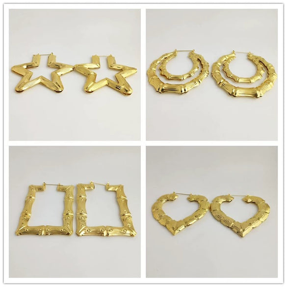 Wholesale Women's Alloy Geometric Exaggerated Golden Circle Hip Hop Street Dance Electroplated Earrings
