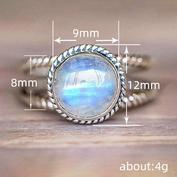 Wholesale Women's Alloy Geometric Gem Inlaid Double Layer Imitation Moonstone Retro Ring