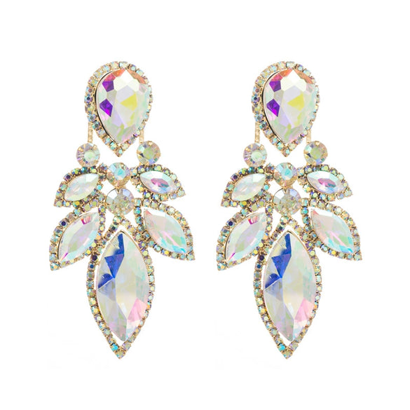 Wholesale Women's Alloy Geometric Glass Diamond Earrings Super Flash Fashion Highend Party Style