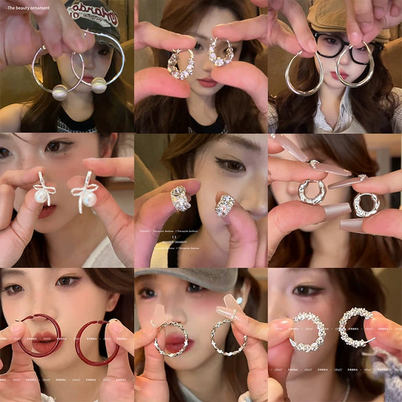 Wholesale Women's Alloy Geometric Hoop Earrings With 925 Silver Needle And Electroplating