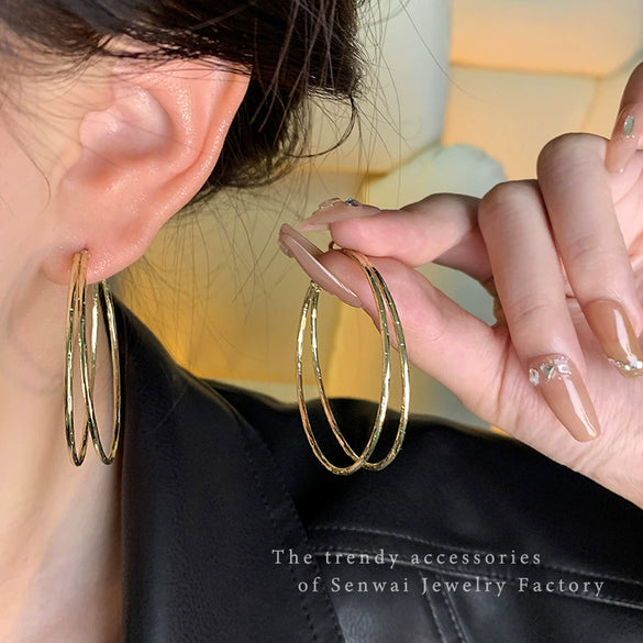 Wholesale Women's Alloy Geometric Hoop Earrings With 925 Silver Needle And Electroplating