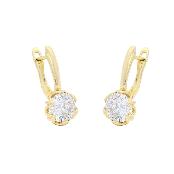 Wholesale Women's Alloy Geometric Inlaid Zircon Electroplated Elegant Ear Buckle Earrings