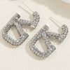 Wholesale Women's Alloy Geometric Letter V Inlaid Rhinestone Stud Earrings
