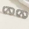 Wholesale Women's Alloy Geometric Letter V Inlaid Rhinestone Stud Earrings
