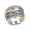 Wholesale Women's Alloy Geometric Lines Interwoven Winding Two Color Ring Jewelry