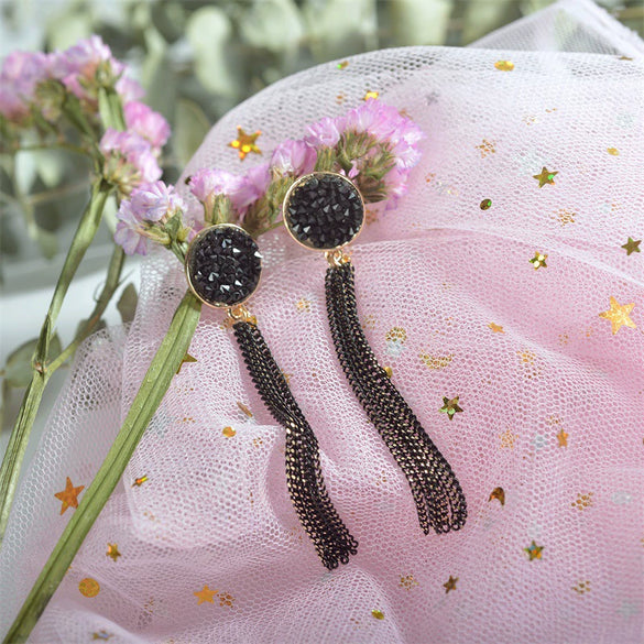 Wholesale Women's Alloy Geometric Long Tassel Earrings With Electroplating Simple Style